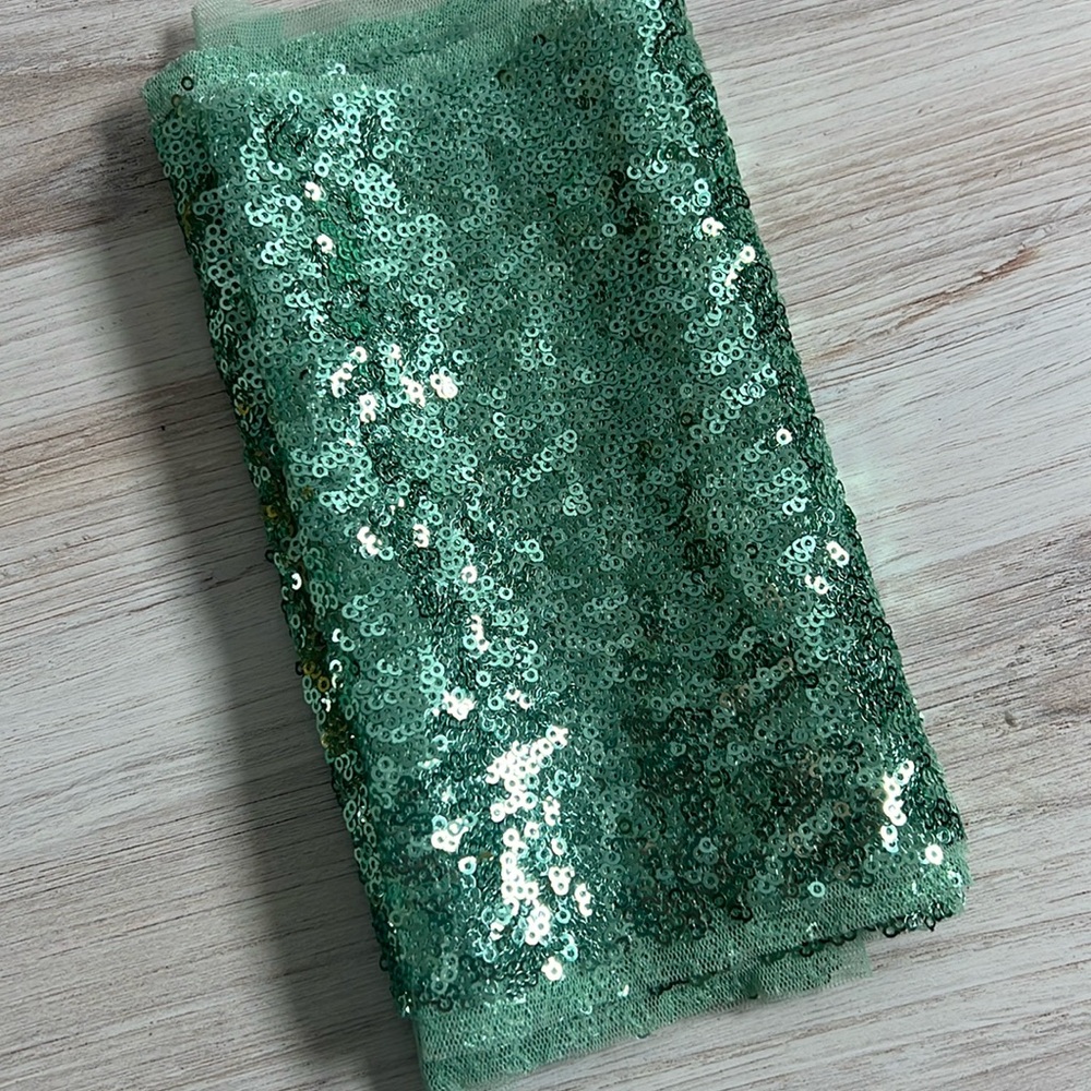 Fabric by the Yard Mint Sequin Mesh Fabric